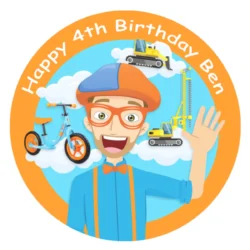 Blippi 7.5" Round Edible Icing Cake Topper