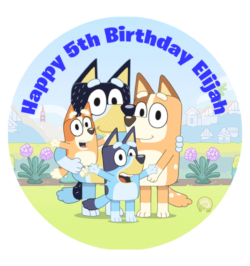 Bluey Family Round Edible Icing Cake Topper