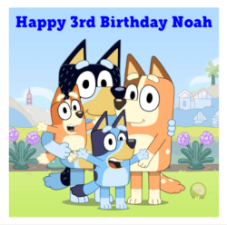 Bluey Family Pre Cut Square 7.5" Edible Icing Cake Topper