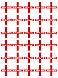 x30 england flag football edible circle wafer card cupcake toppers