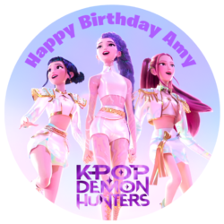 Kpop Demon Hunters Girls Edible Round Icing Cake Topper