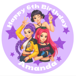 Kpop Demon Hunters Stars Round Icing Cake Topper