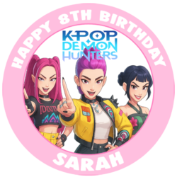 Kpop Demon Hunters Edible Round Icing Cake Topper design #2
