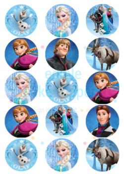 Frozen Elsa Anna 2" Round Icing Edible Cupcake Toppers