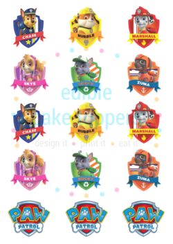 Paw Patrol Cupcakes 2" Badges