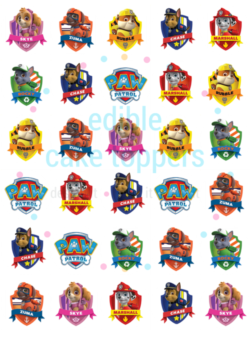 Paw Patrol Badges Cupcakes 1.5"