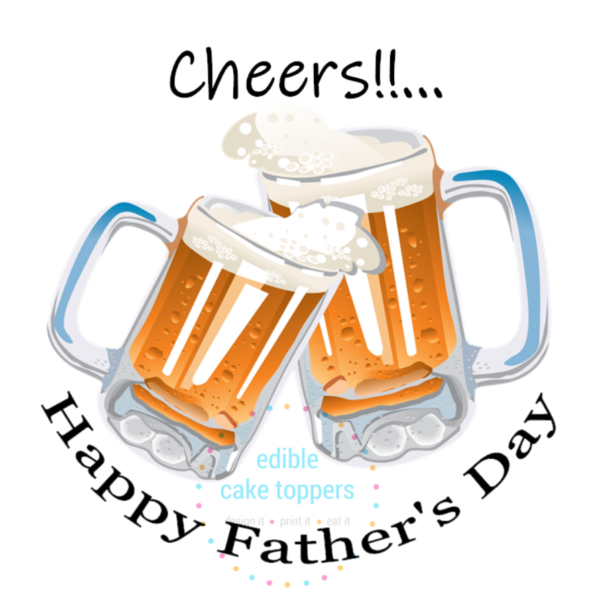 Pints of Beer Cheers Round Cake Topper | Edible Cake Toppers