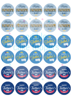 Father's Day Blue Edible Icing Cupcake Toppers