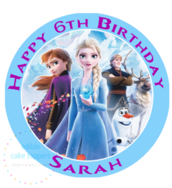 Frozen 2 Elsa Anna Olaf Pre Cut 7.5" Round Icing Edible Cake Topper