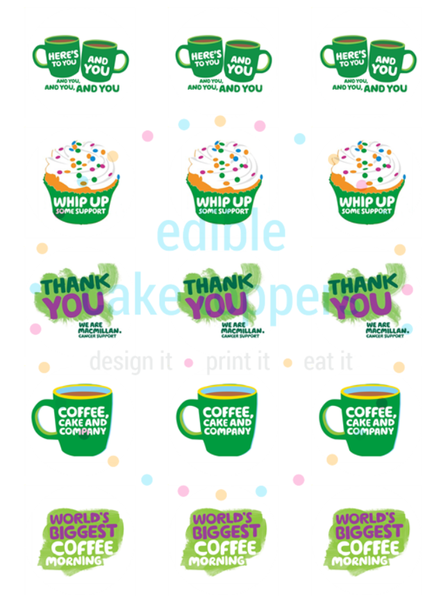 Macmillan 2" Circle Wafer Card Pre Cut Edible Cupcake Toppers