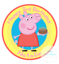 Peppa Pig Birthday Cake 7.5" Round Icing Edible Cake Topper