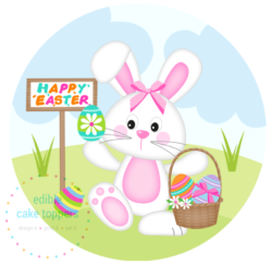 White Easter Bunny 7.5" Round
